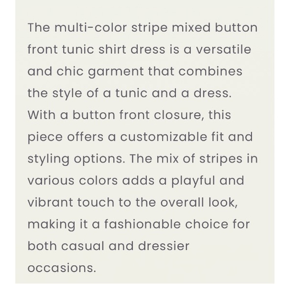 Davi & Dani Multi Color Striped Tunic Shirt Dress - Picture 3 of 10